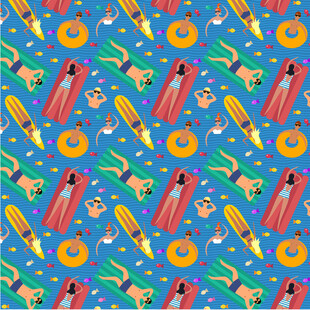 夏日海滩元素无缝图案