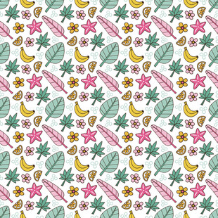 热带水果花卉图案背景