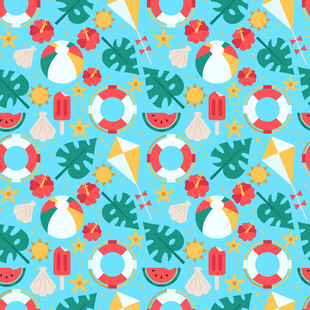 夏日热带风情无缝图案