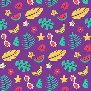 紫色背景水果植物花纹图案