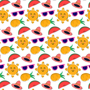 夏日水果图案可爱背景图