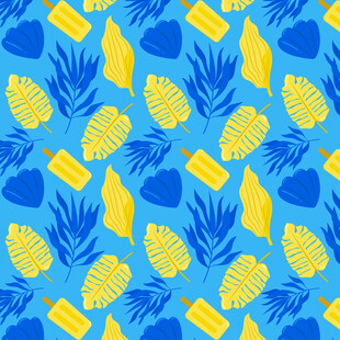 蓝色背景菠萝叶图案纹理