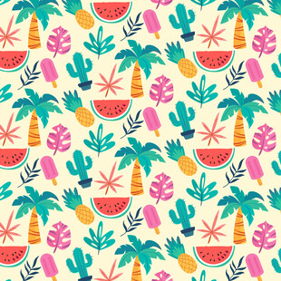 热带水果植物图案背景