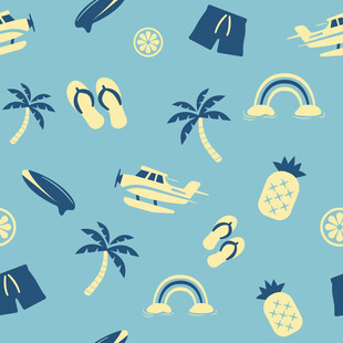 夏日海滩度假元素图案