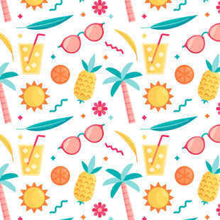 夏日清凉元素无缝图案