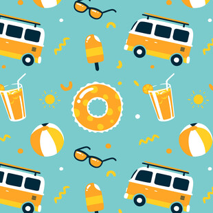 夏日度假元素无缝图案