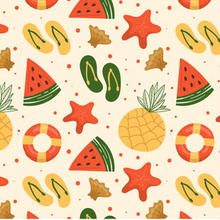 夏日海滩度假元素图案