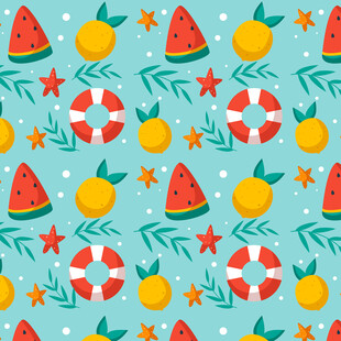 夏日水果海洋元素图案