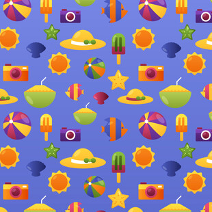 夏日度假元素无缝图案