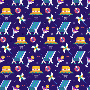 夏日海滩度假元素图案