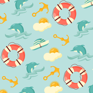 海洋主题可爱图案背景