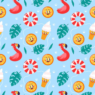 夏日清凉元素无缝图案