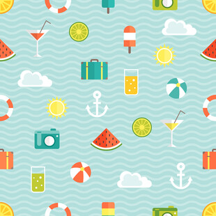 夏日海滨度假元素图案