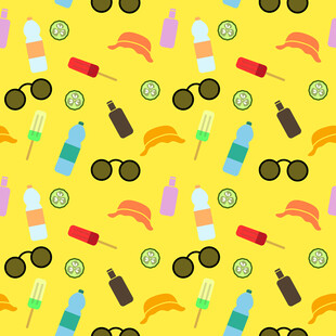 夏日度假元素无缝图案