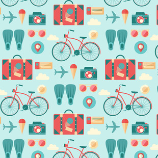 旅行元素无缝图案背景