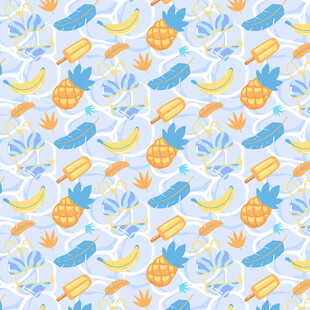 水果海浪图案背景设计