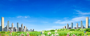蓝天白云城市背景