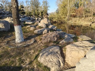 户外溪边的自然石景