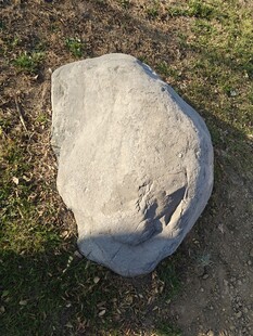 户外草地中的灰色大石头