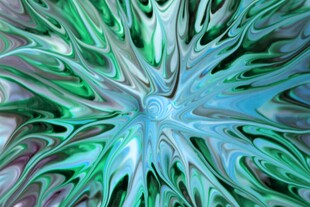 梦幻蓝绿抽象流体图案