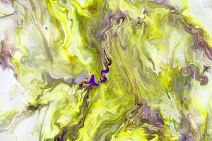 黄绿交融抽象流体艺术