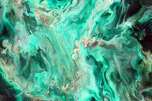 绿色水墨状液体艺术画面