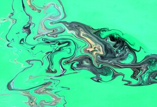 墨韵绿底抽象艺术图案