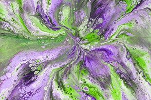 梦幻紫绿交织抽象花卉图