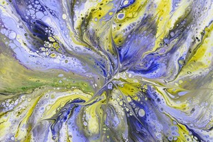 抽象蓝黄花卉艺术画作