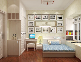 简约温馨卧室室内装饰展示