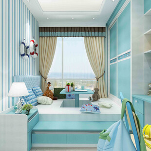清新海洋风儿童房一角