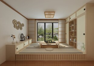 日式简约风榻榻米客厅空间