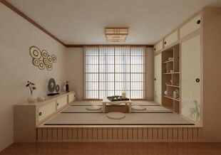 日式榻榻米房间温馨一角