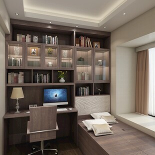 现代风格书房室内场景