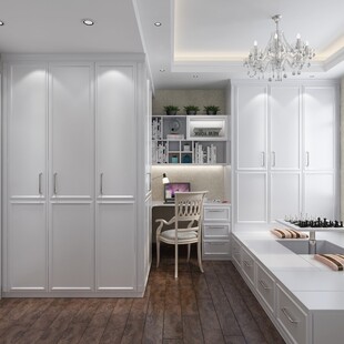 简约白色书房与榻榻米设计