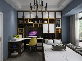 现代简约风卧室兼书房