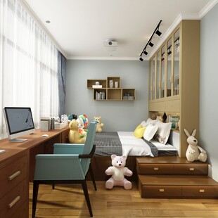 简约温馨儿童房室内场景