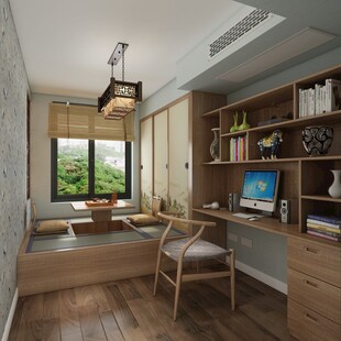 简约书房榻榻米休闲办公区