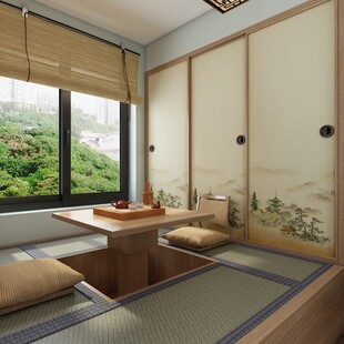 日式榻榻米茶室室内景致