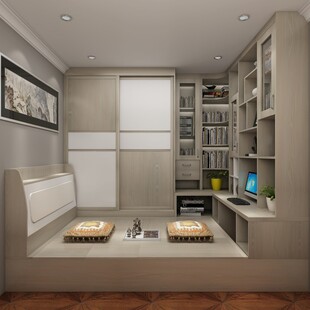 现代简约风榻榻米书房设计