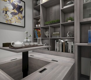 现代简约风下沉式茶室空间