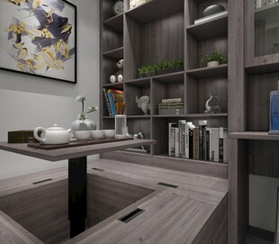 现代简约风榻榻米书房空间