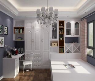 现代简约风客厅书房一体化