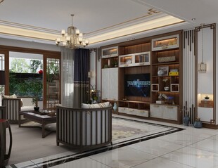 现代中式风格豪华客厅