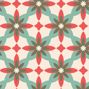 复古花卉几何图案背景