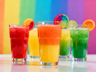 多彩缤纷果汁饮品展示