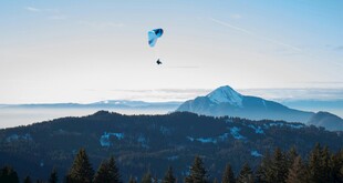 高山之上的滑翔伞美景