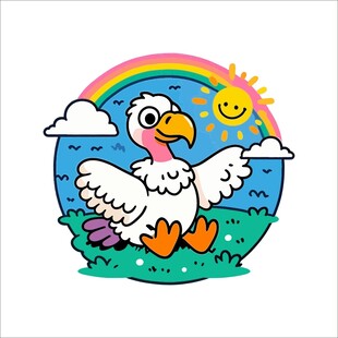 彩虹下的欢乐飞鸟