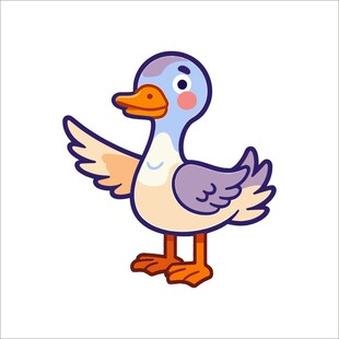 可爱卡通鸭子展翅形象