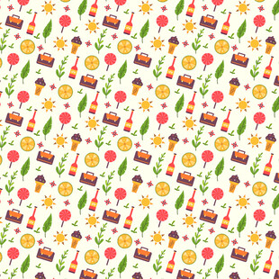 多彩卡通食物图案背景